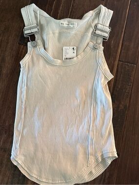 We The Free Cream Ribbed Tank with Buckle Straps